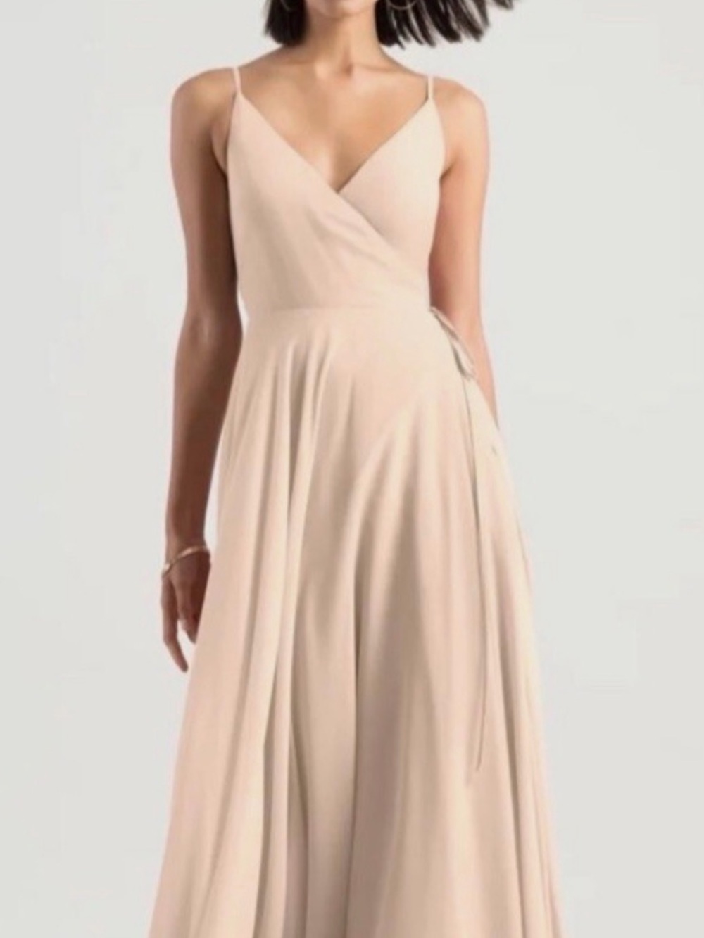 Jenny Yoo Blush Spaghetti-Strap Wrap Maxi Dress